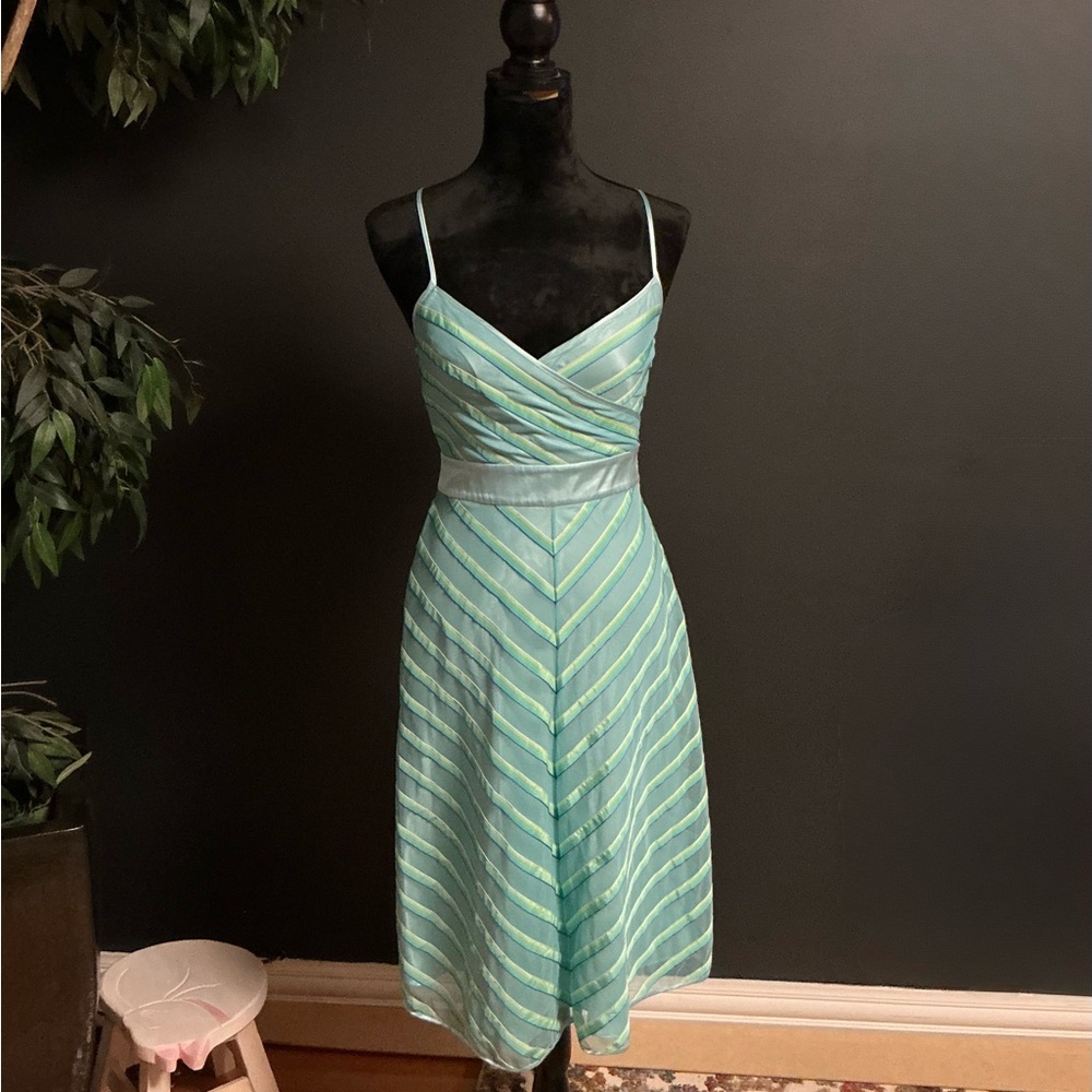 Elegant Striped Green Dress
